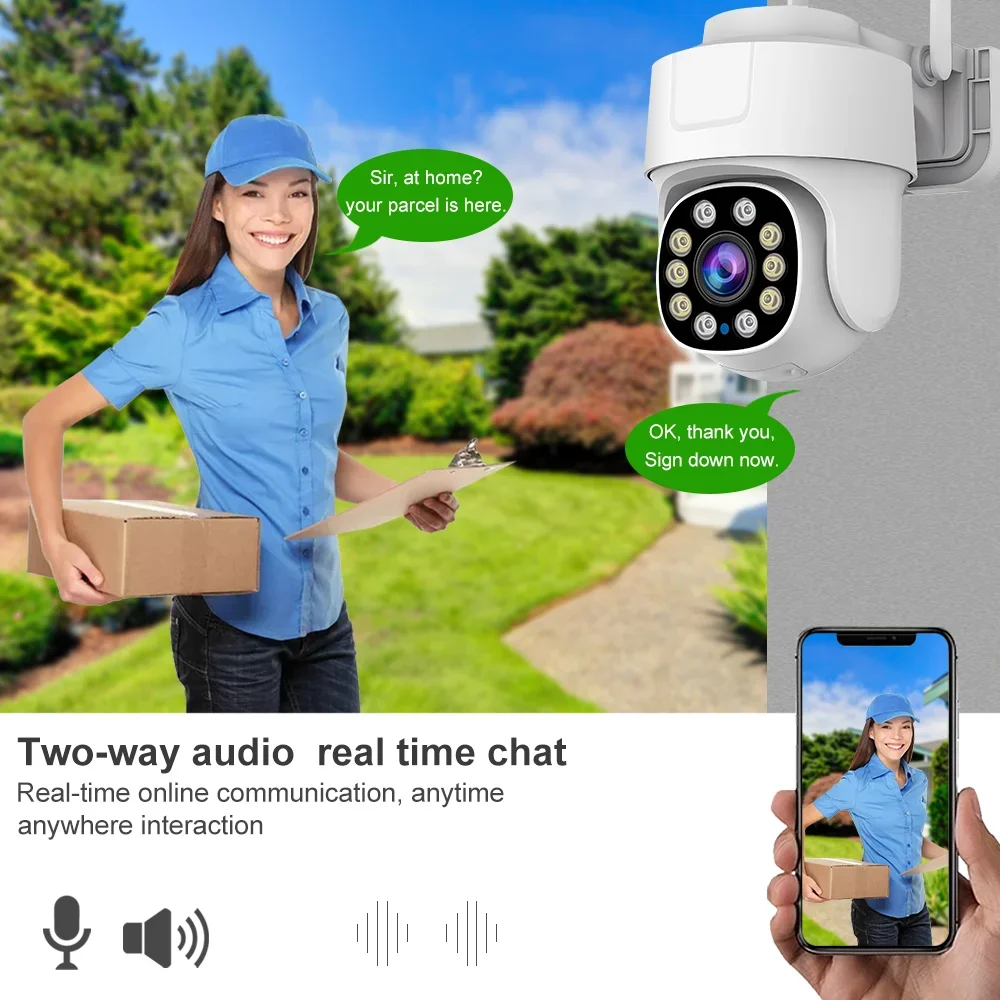 Tuya-cámara PTZ con Wifi para exteriores, cámara IP de seguridad con Zoom 10X, 5MP, visión nocturna a todo Color, Audio, vigilancia, detección de movimiento humano