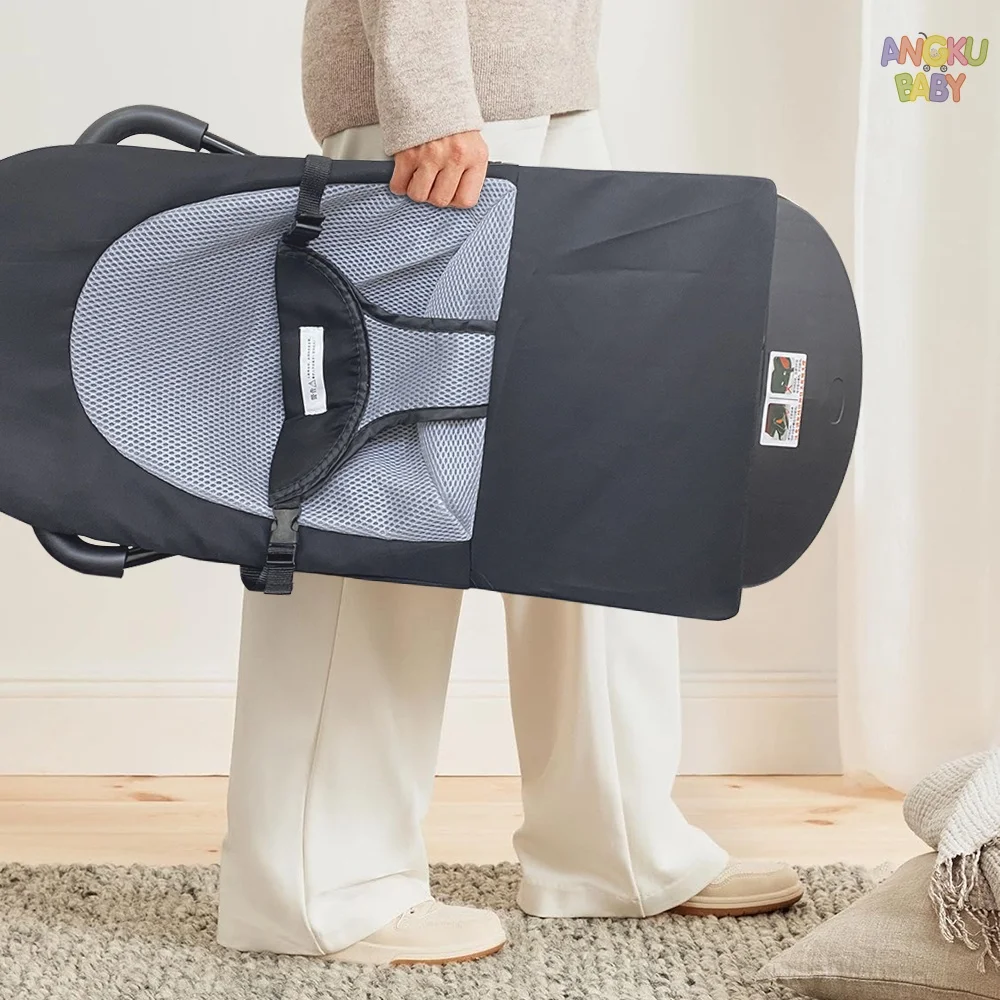3-height Adjust Baby Rocking Chair Foldable Swing Chair for Newborn 0-12 Months Adjustable Baby Bouncer Rocking Chair with Toys