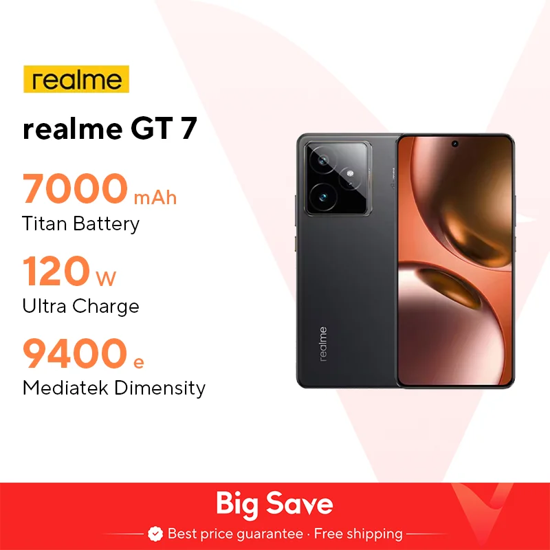 Versione globale realme GT 7 5G AI Smartphone MTK Dimensity 9400e 6000nits Pro-Esports Display 7000 mAh Batteria 120W Ultra Charge