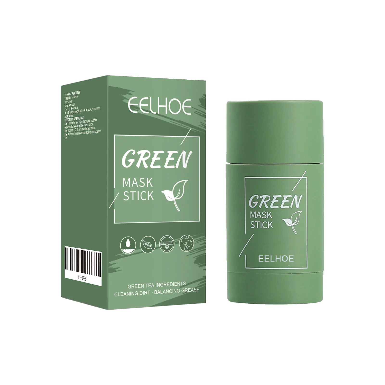 Green Tea Eggplant Solid Mask Deep Cleansing Oil Control Balance Antioxidan Shrink Pores Remove Blackheads Refreshing Mud Mask
