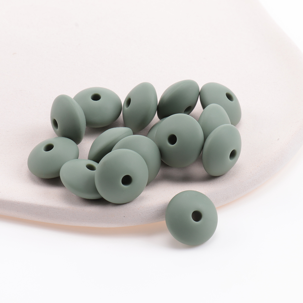 QHBC 100Pcs 12*7Mm Silicone Đậu Lăng Hạt Bé Miếng Dán Phụ Kiện Không Chứa BPA Sơ Sinh Vật Dụng Mọc Răng Vòng Cổ Núm Vú dây Chuyền Tự Làm