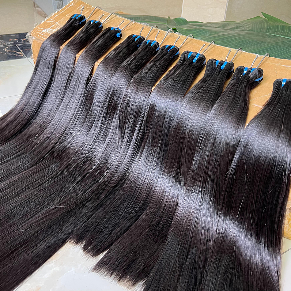 Double Drawn 15A Unprocessed Human Hair Bundles Bone Straight 100% Raw Vietnamese Natural Color Hair Weft Extensions