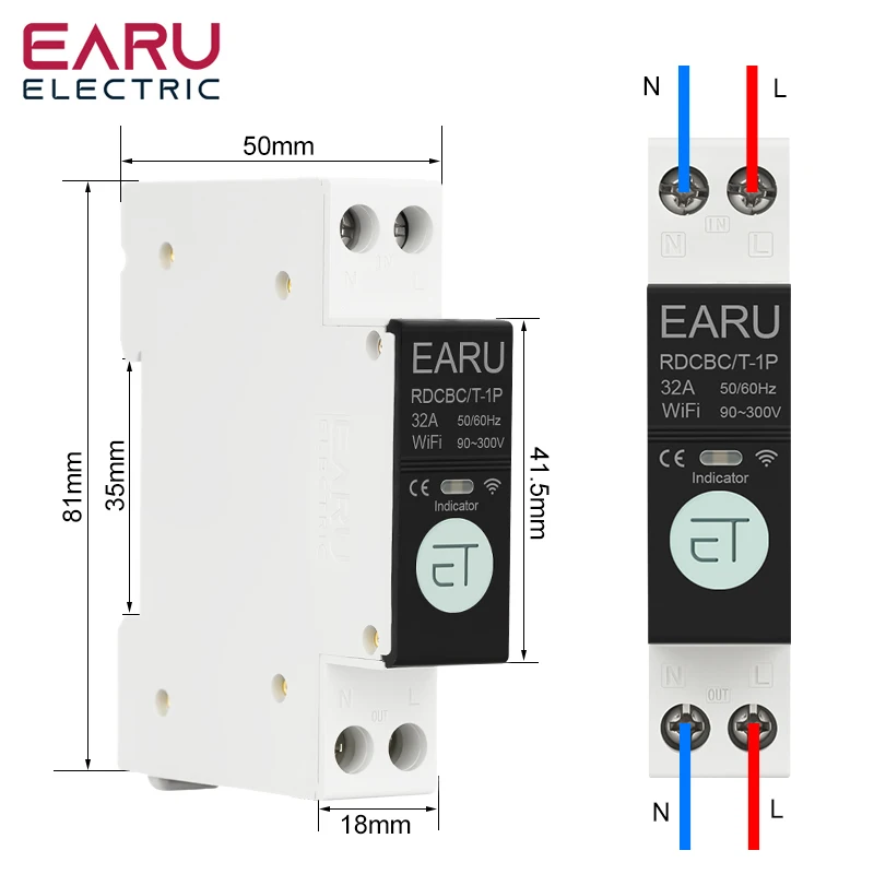 Zigbee TUYA WiFi disyuntor inteligente sobrecorriente bajo voltaje protección medición de potencia 1-63A interruptor de Control remoto inalámbrico