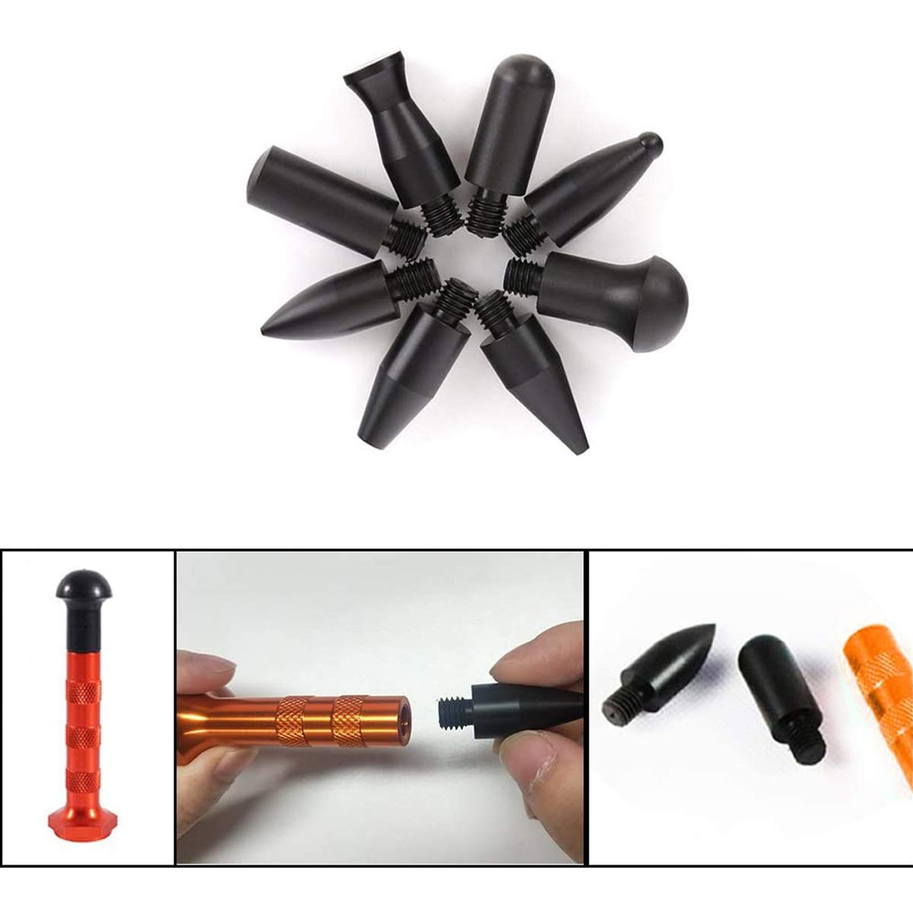 DIY 自動ペイントレスデントリペアキットデントハンマー金属タップダウンペン 9 ヘッドヒント車のひょう損傷修理用デント除去ツール