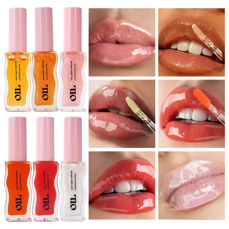 SAM SUGAR-aceite de labios con esencia de miel y fruta, brillo de labios hidratante de larga duración, esmalte de labios nacarado transparente