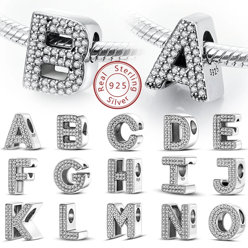 Breloques adaptées au Bracelet Original A-Z Alphabet, perles en argent Sterling 925, 26 lettres, breloque pour femmes et filles, bricolage, bijoux fins, cadeau