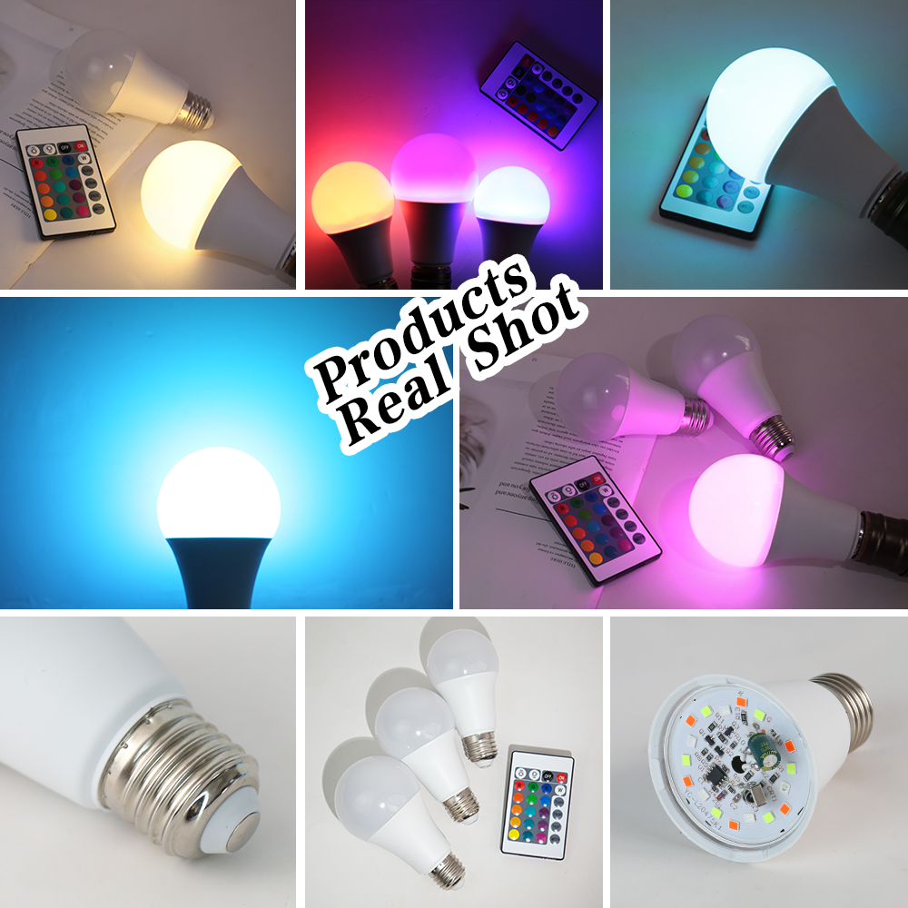 RGB 16 Colors Bulb LED Multicolor Bulb E27 Base 220V Household Lighting Dimmable 24 Key Remote Control Atmosphere Neon Light