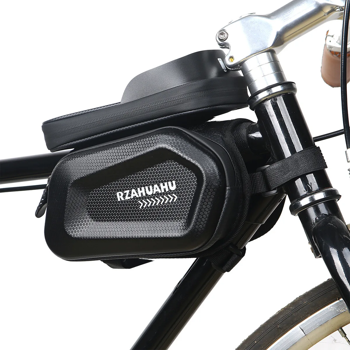 เคสแข็งโทรศัพท์กันน้ําสะท้อนแสงความจุขนาดใหญ่กระเป๋าท่อด้านบน MTB จักรยานอานกระเป๋ากระเป๋าหัวกระเป๋าลําแสงด้านหน้า