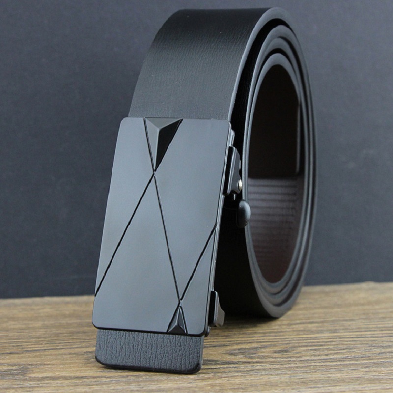 Cinturón de hombre para trabajo, negocios, cuero genuino, piel de vaca, cinturones de diseñador, moda informal para pantalones vaqueros, correas con hebilla automática sin dientes ZD2204