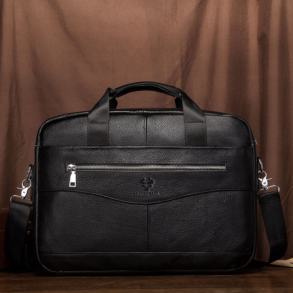 Genuine Leather Men's Briefcase for Work High Quality Laptop Bags Casual Male Shoulder  Messenger Top Layer Leather Travel Bags