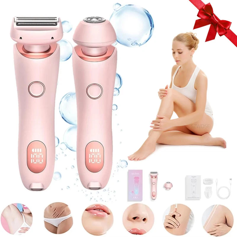 Kmce novo design indolor aparador de pêlos facial depilador dispositivo de remoção de pêlos à prova dwaterproof água biquíni senhora barbeador para mulher