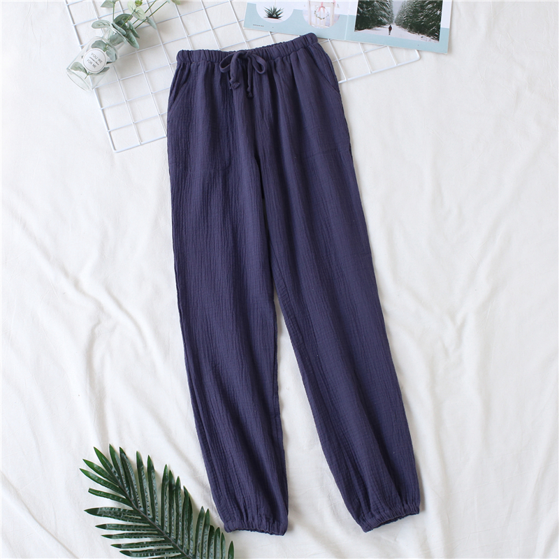 Japanische Pyjamas Männer und Frauen Frühling und Herbst Heimhosen Baumwolle gewaschen Doppelgaze lose bequeme Hosen Freizeithosen