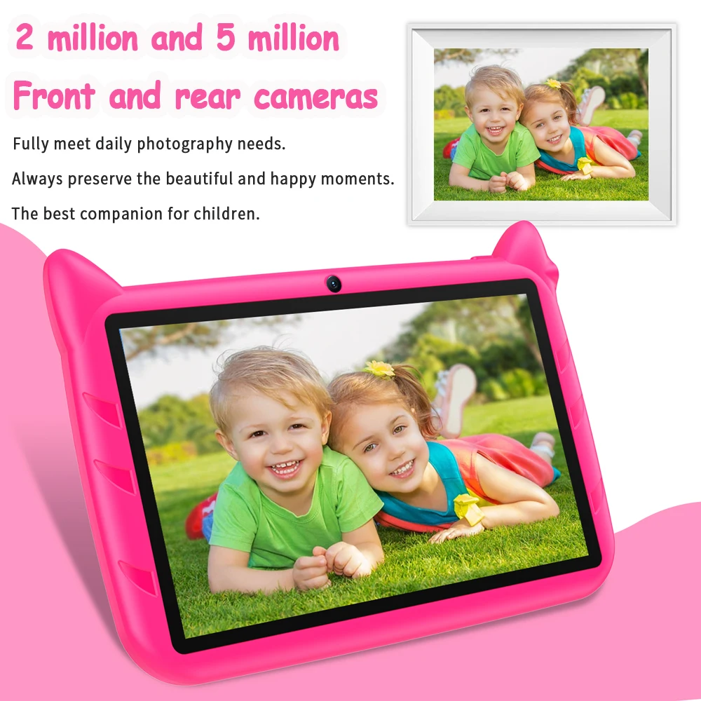 Bdf-子供用デュアルカメラ付きタブレット、Android 13、4GB ram、64GB rom、1テラバイト拡張、5g Wifi、4000mahバッテリー、子供用ギフトソフトウェア、7インチ
