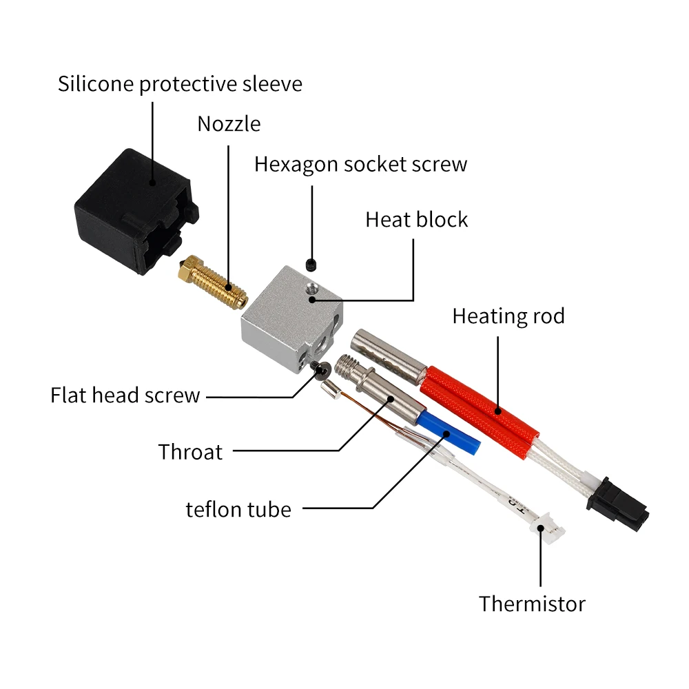 Dla Anycubic Kobra 2 Hotend Dysza mosiężna 0,2/0,4/0,6/0,8/1,0 mm Dla Anycubic 2 Neo/Plus Hotend Kit Dla Anycubic Kobra 2 Max/Pro