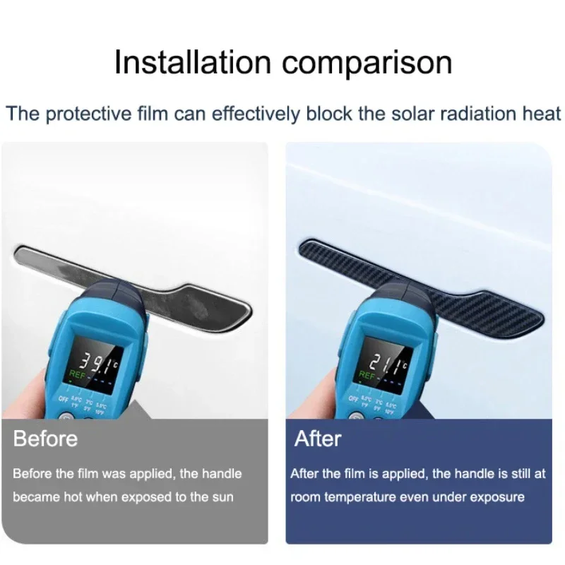 4pcs Door Handle Protective Cover for Tesla Model Y LAUNCH/3/3+ Highland 2025 ABS Car Door Handle Sticker Car Decor Accessories