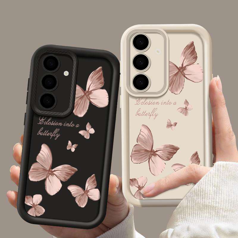 Funda de TPU suave con mariposa dorada para Samsung Galaxy A55 A54 A15 A56 A16 A35 A53 A25 5G S25 S24 S23 S22 Ultra Plus S23 FE
