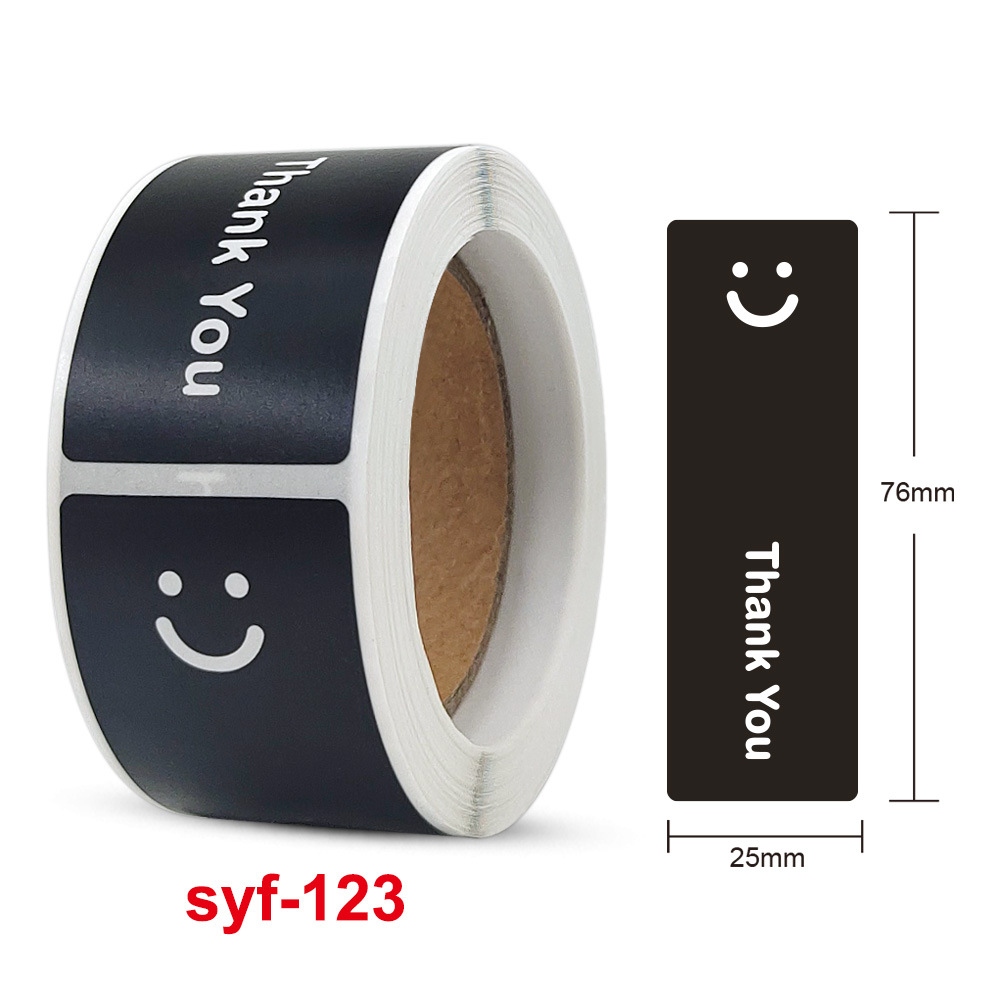 120 ピース/ロール笑顔黒と白ありがとう長方形シールステッカーギフトステッカー自家製包装装飾ラベル