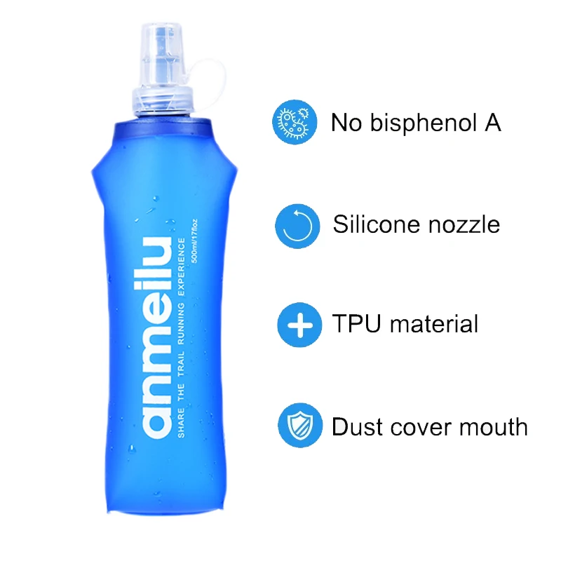 250/500ml 초경량 접이식 물병 BPA 무료 밀짚 야외 스포츠 용품 하이킹 러닝 사이클링 소프트 플라스크 워터 가방
