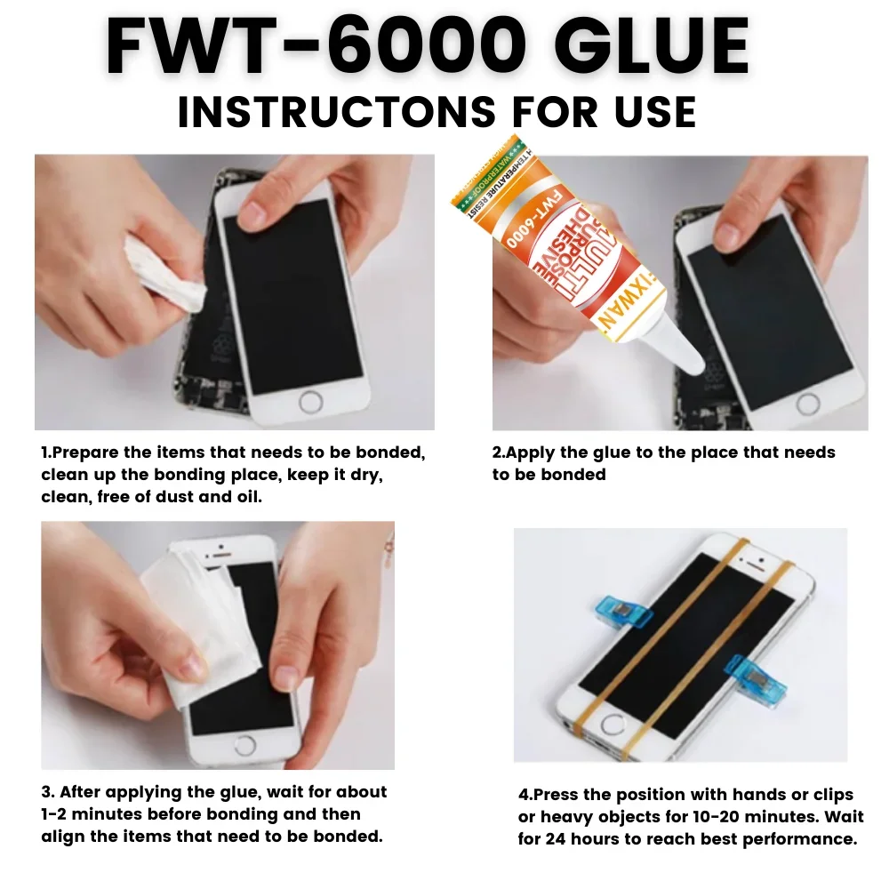 T-6000 Colla trasparente 120 ℃   Resistente al calore - Copribatteria per telefono Adesivo per riparazione smartwatch per computer per riparazione altoparlante gioielli fai-da-te