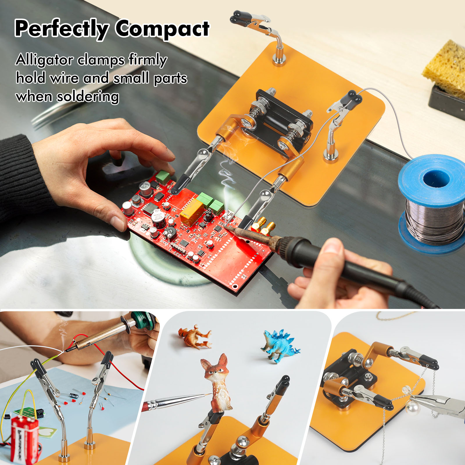 NEWACALOX Helping Hands Third Hand Soldering Tool PCB Holder with Magnetic Flexible Arms for Soldering Electronic Repairing