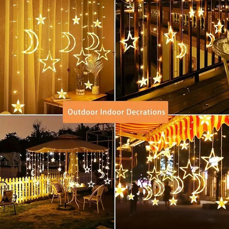 USB LED Star Moon Lamp Battery Powered Twinkle Curtain Lights Bedroom Atmosphere Light String For Christmas Wedding Party Decor