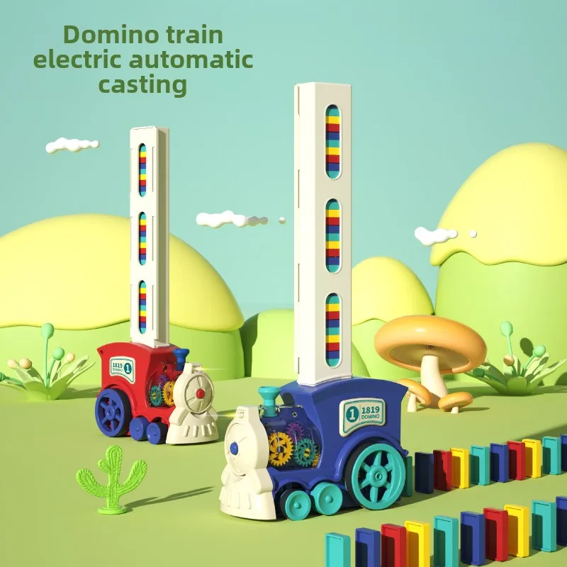 Domino Mini Train Fun Bloco de construção de colocação automática Carro de brinquedo de quebra-cabeça elétrico infantil