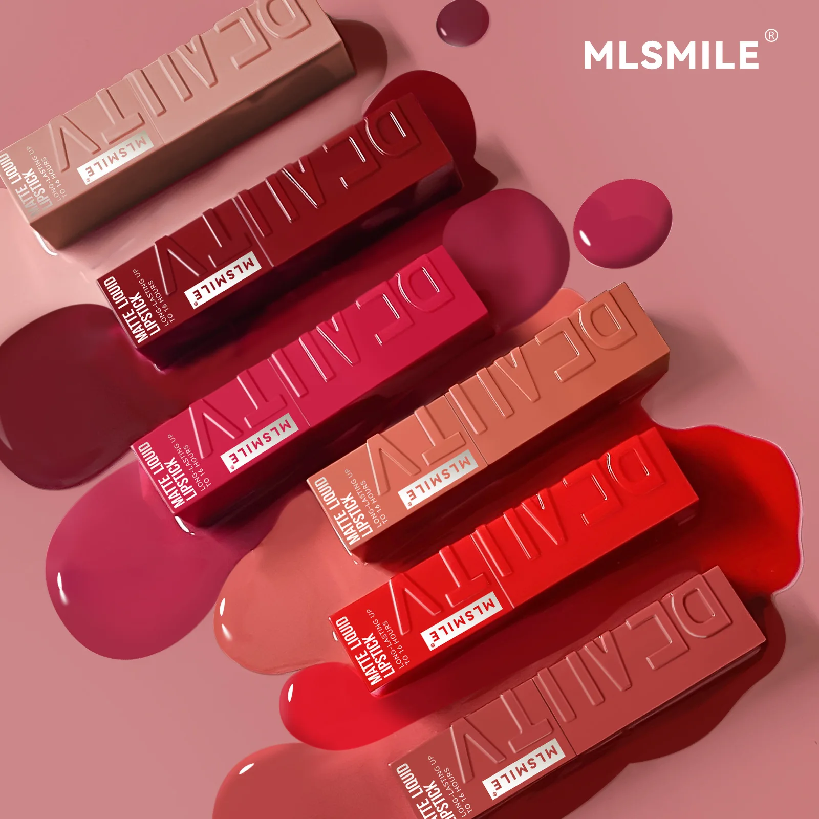 MLSMILE 6 colori Tazza antiaderente Velluto Satin Gloss Smalto labbra Nebbia Rossetto liquido opaco Liquido colorato impermeabile a lunga durata