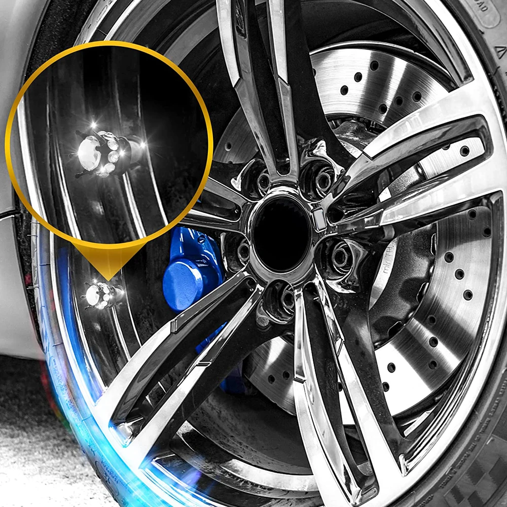 4 unids/set de tapas de vástago de válvula de diamantes de imitación ostentosos, tapas de vástago de válvula de neumático de corona cromada para coche, bicicleta y motocicleta