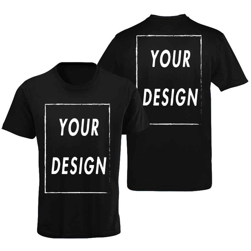 Camiseta personalizada Impresión frontal trasera Profesional Su propio logotipo Foto de texto Hombre Regalos premium personalizados Camiseta Tamaño de la UE 100% algodón