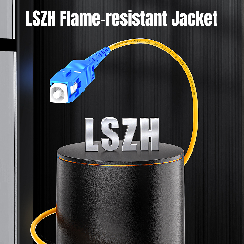 AMPCOM SC to SC UPC Fiber Optical Patch Cable Single Mode Simplex SMF 9/125μm OFNR LZSH Bend Insensitive Optical Fiber Jumper