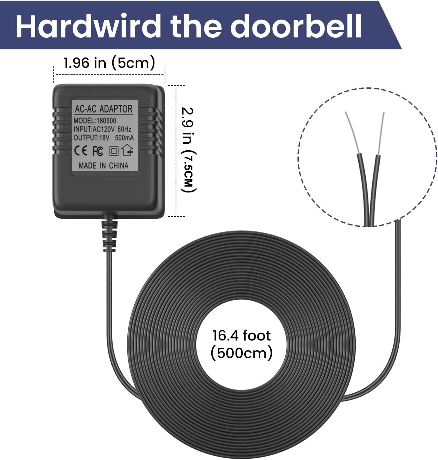 18V AC Transformer Charger EU UK US ปลั๊กอะแดปเตอร์ไฟ 220 V-240 V สําหรับ WiFi Smart Video Doorbell กล้องวิดีโอประตู Bell แหวน