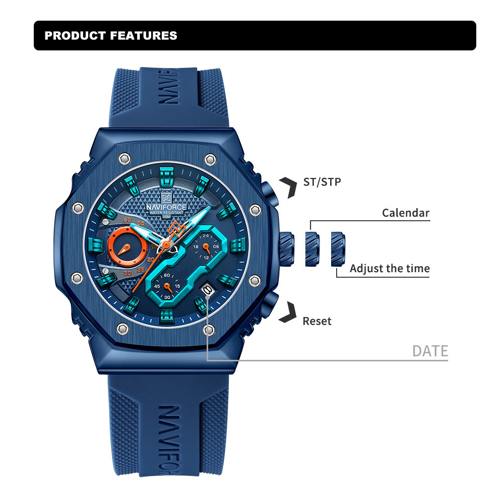 NAVIFORCE-reloj de cuarzo resistente al agua para hombre y mujer, pulsera de lujo con correa de silicona, luminoso, para parejas, novedad