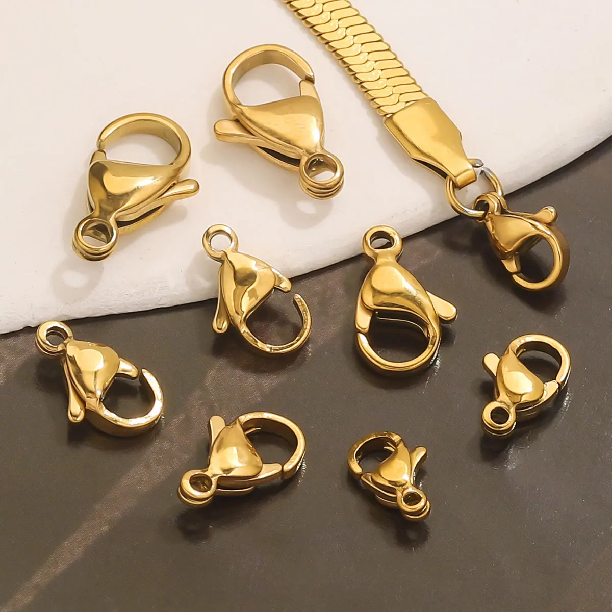 20 Stück Edelstahl-Karabinerverschluss für DIY-Halskette und Armband, Schmuck-Endglieder, einfach und praktisch, 18 Karat Artware-Großhandel