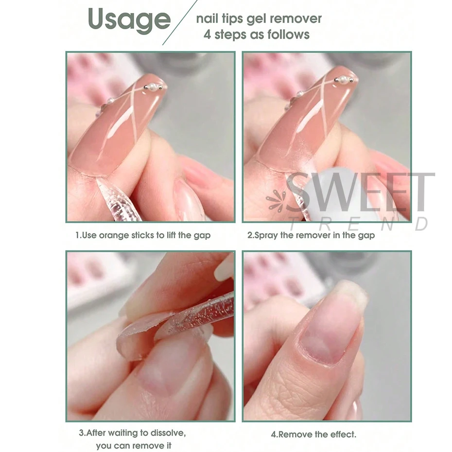 100ml เคล็ดลับเล็บปลอม Solid กาวเจล Remover เล็บง่ายต่อการนุ่ม Remover กดบนเล็บเจลเคล็ดลับปลอม Remover เครื่องมือ