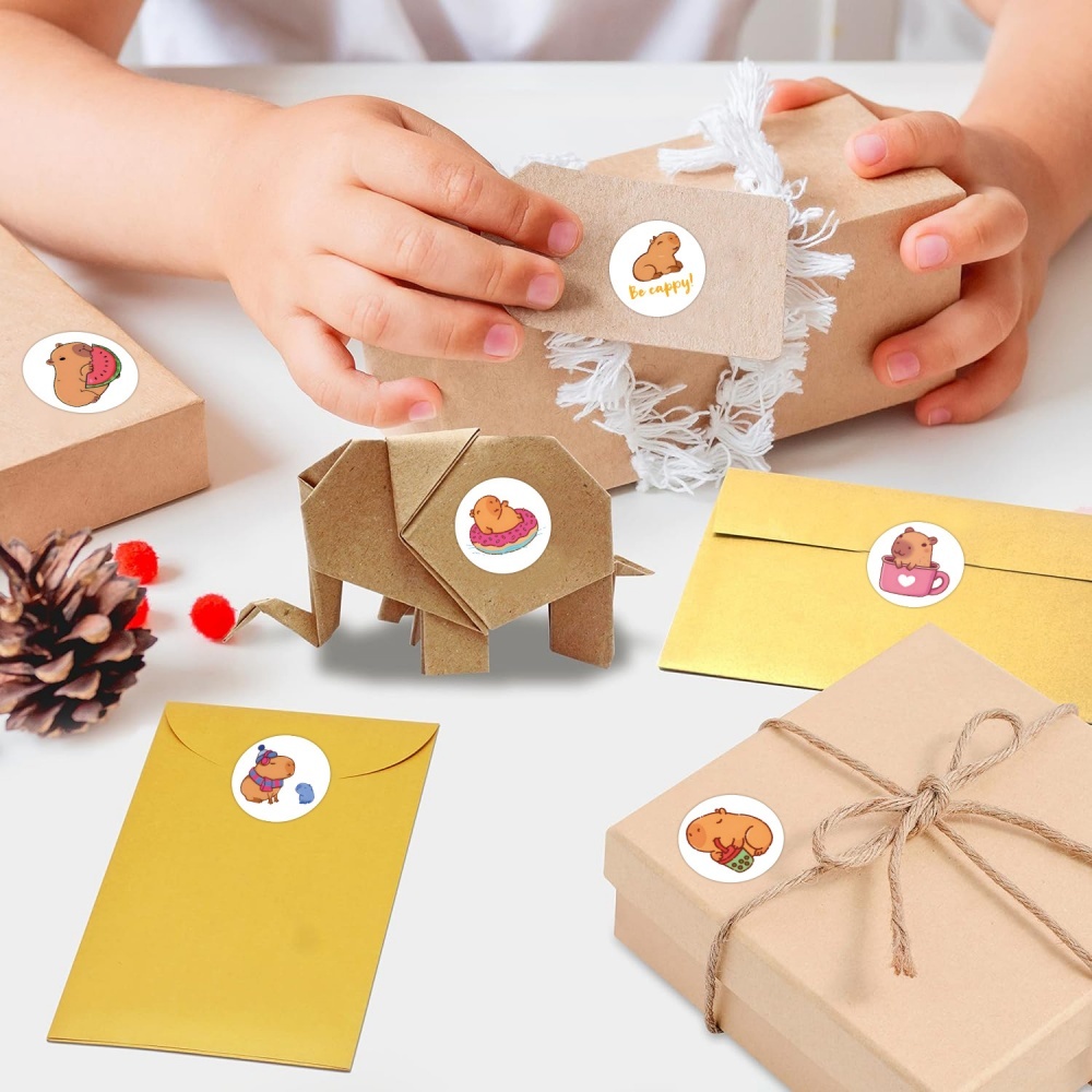 100-500pcs Plump Capybara Stickers paper Cute Cartoon Water dol Animals Stickers DIY Scrapbook Water dolphin Adhesive Labels
