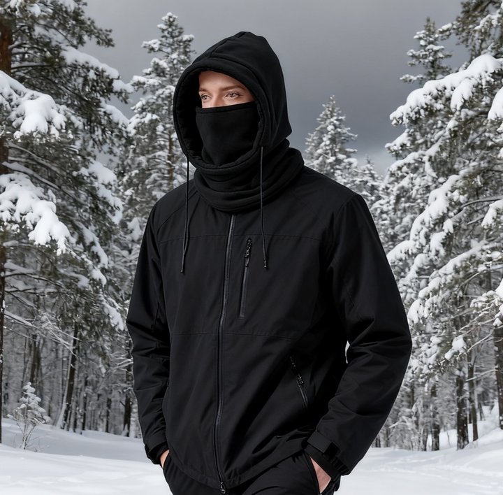 Unisex Winter Balaclava Knit Hood - Windproof Mask with Drawstring, Motorcycle Riding Headgea Warm Knitted Cap Cold Weather