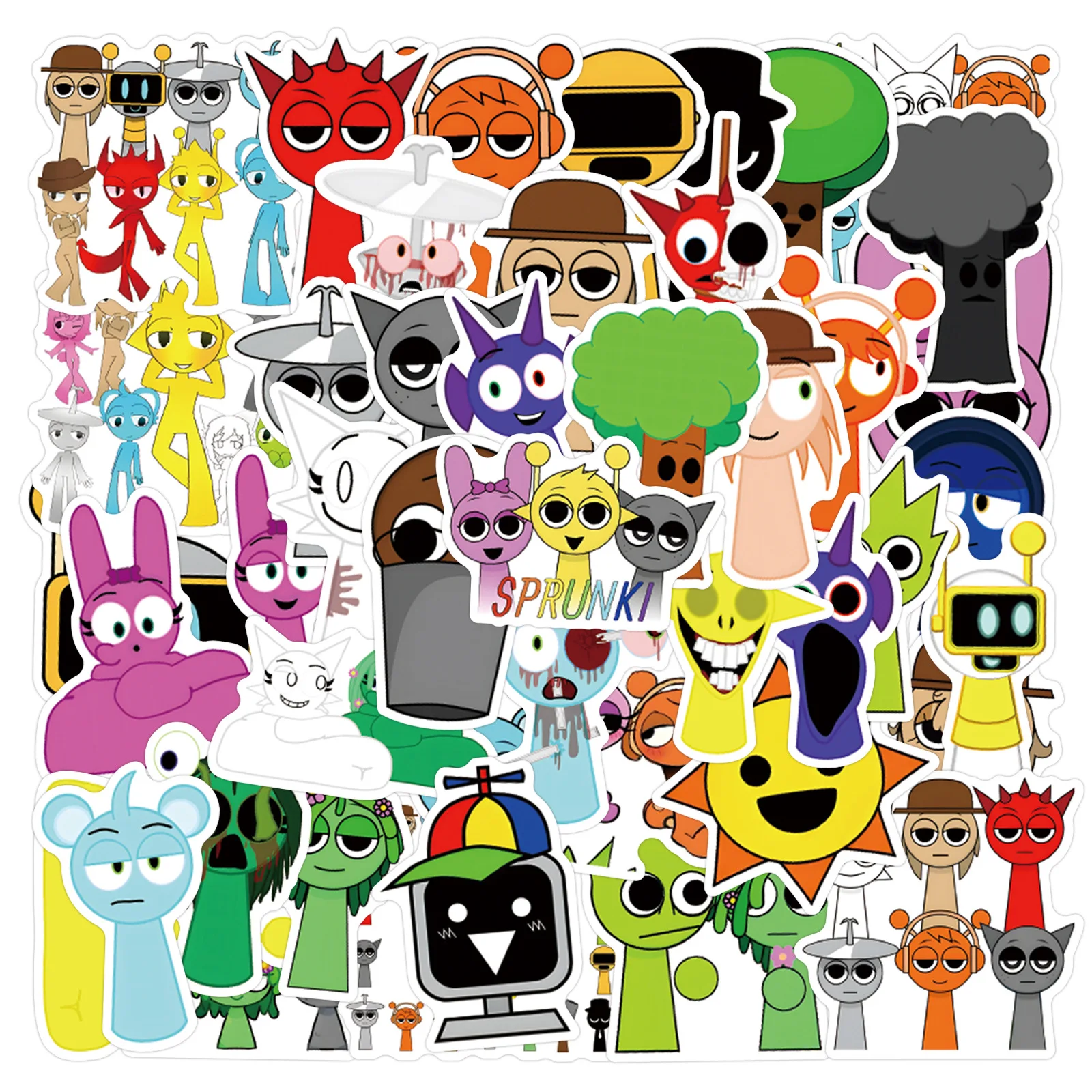 55 Uds. Incredibox Sprunki pegatinas Sprunki DIY pegatinas Scrapbooking teléfono equipaje monopatín calcomanías impermeables