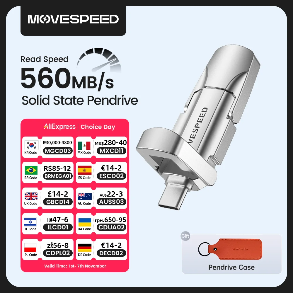 MOVESPEED USB 3.2 Твердотельный флэш-накопитель 520 МБ/с Высокоскоростной флэш-накопитель USB Type C 1 ТБ 512 ГБ 256 ГБ 128 ГБ USB Gen 2 Флэш-накопитель