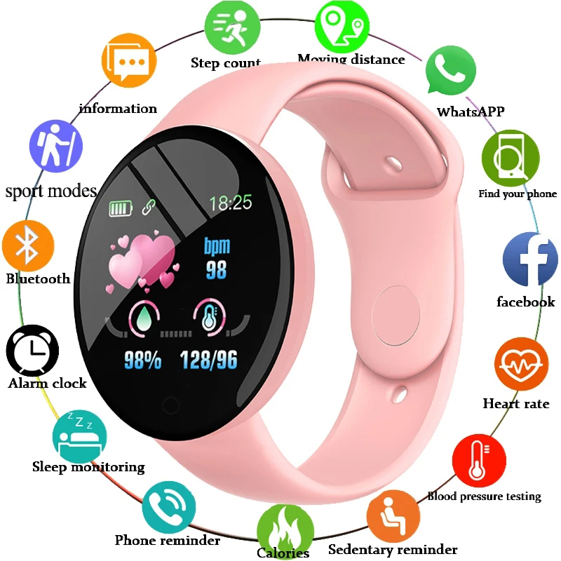 Nuevo reloj inteligente multifuncional D18 para hombres y mujeres, Bluetooth conectado, teléfono, música, Fitness, pulsera deportiva, Monitor de sueño, reloj inteligente
