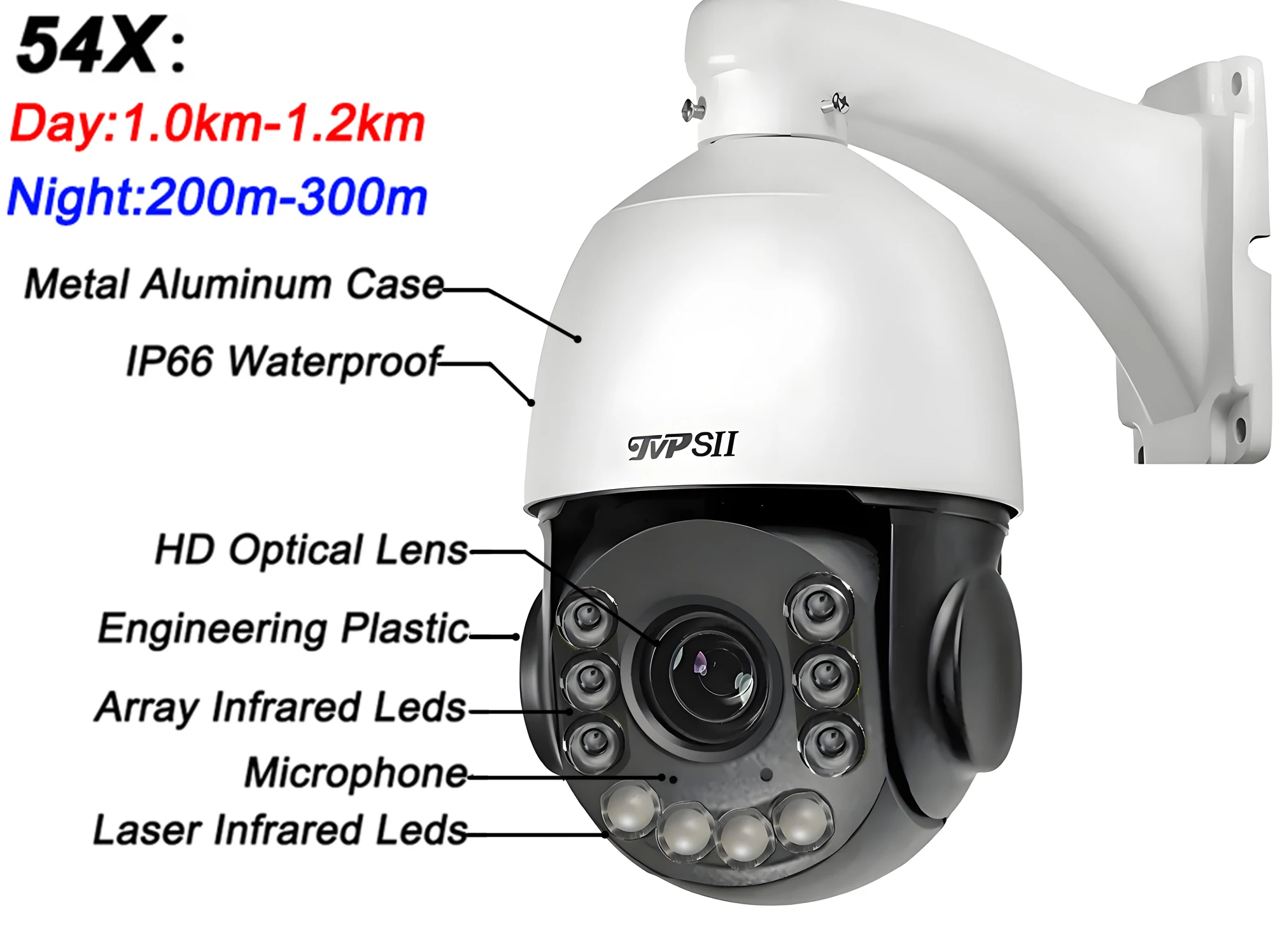 Laser Infrarot Max.512G Auto Tracking 8 MP 4K 54X optischer Zoom 360 °   Audio Outdoor ONVIF POE PTZ IP-Überwachungs-Speed-Doom-Kamera