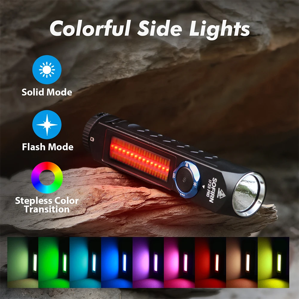 Sofirn IF23 PRO RGB luz 5000lm XHP70B potente linterna LED 21700 5V 3A USB C antorcha recargable con magnético