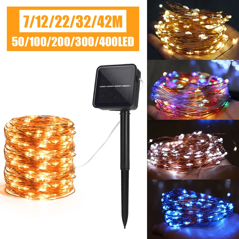 LED Solar String Licht Outdoor Garten Lichterkette Led Twinkle Wasserdichte Lampe für Weihnachten Party Decor 4m/7m/12m/22m/32m