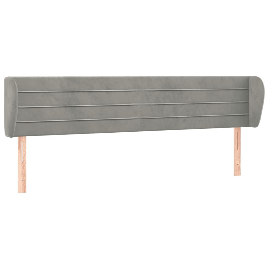Samt-Kopfteil mit Ehren in Hellgrau – 183 x 23 x 78/88 cm – elegantes Design für stilvolle Schlafzimmer