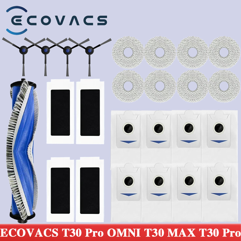 ECOVACS T30 PRO OMNI / T30S PRO / YEEDI M12 Pro + piezas de repuesto de Robot aspirador bolsa de polvo filtro de Cepillo Lateral principal accesorios de fregona