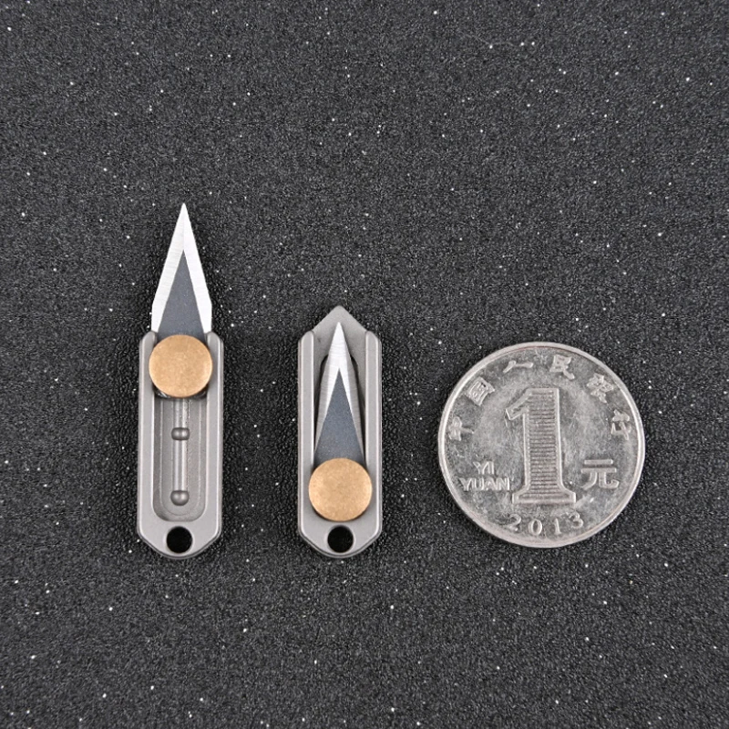 Nguyên Chất Titan Mini Dao Phá Thể Hiện Dao Di Động EDC Móc Khóa Mặt Dây Chuyền Túi Kéo Đẩy Mở Hộp Dao