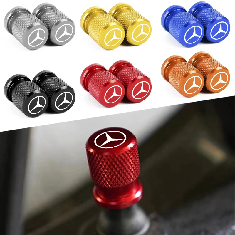 4pcs Car Wheel Tire Valve Caps Aluminum Airtight Covers for Mercedes Benz B/C/E/S Class A Class C200L GLC GLK New CLA GLA
