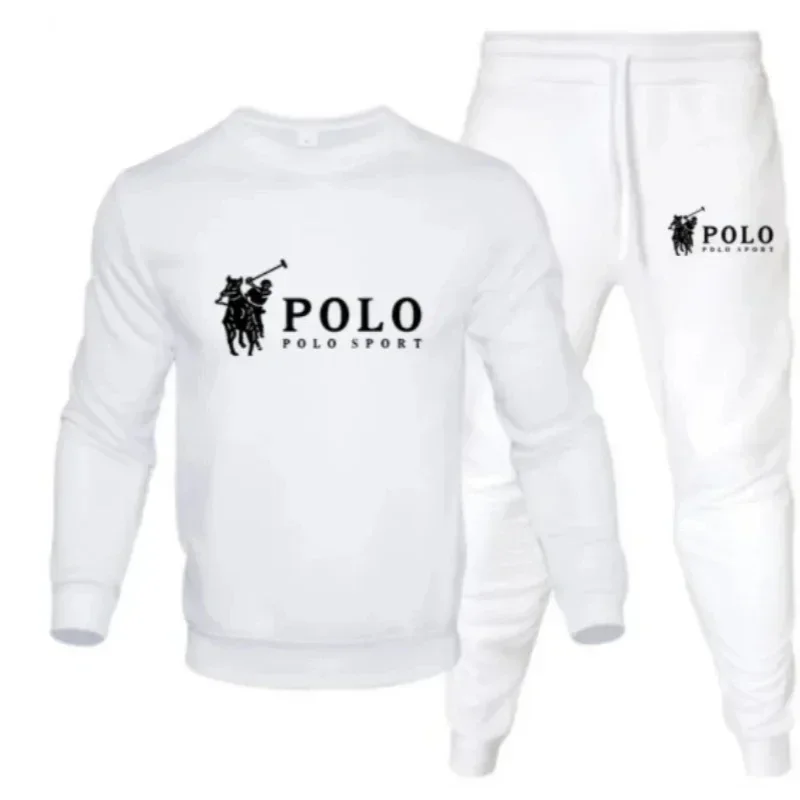 Um conjunto de duas peças de pulôver de gola redonda masculino e calças de jogging para outono e inverno moda fitness ao ar livre roupas esportivas casuais