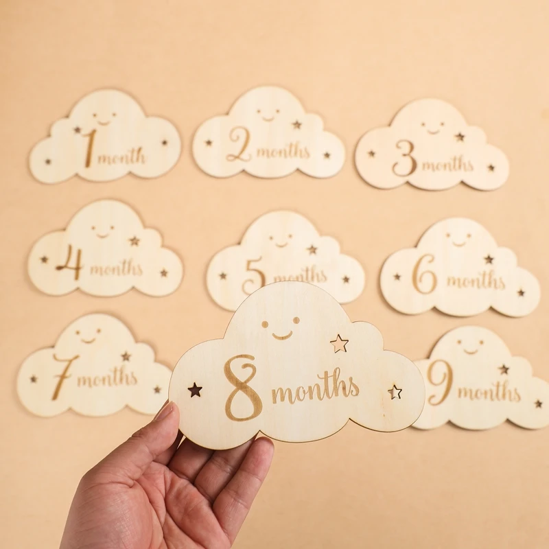 8 ชิ้น/เซ็ตเด็กทารก Milestone Card สําหรับทารกแรกเกิดน่ารัก Cloud Shape การถ่ายภาพ Props อุปกรณ์เสริมเดือนการ์ดสติกเกอร์ทารกแรกเกิดของขวัญ