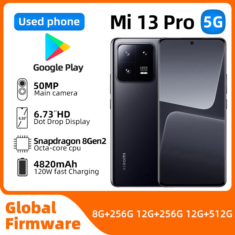 Xiaomi-teléfono inteligente 13 Pro 5G versión Global, smartphone usado con Snapdragon 8 Gen 2 MIUI 14, batería de 4820mAh, pantalla OLED de 120Hz, 120W, hipercarga de 50MP