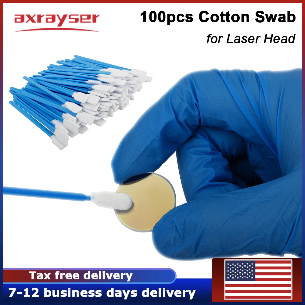 100pcs Industry Cotton Micro Swab Dus Off Fiber Laser Tools Anti-static for Cleaning Laser Lens Protective Windows Head Parts